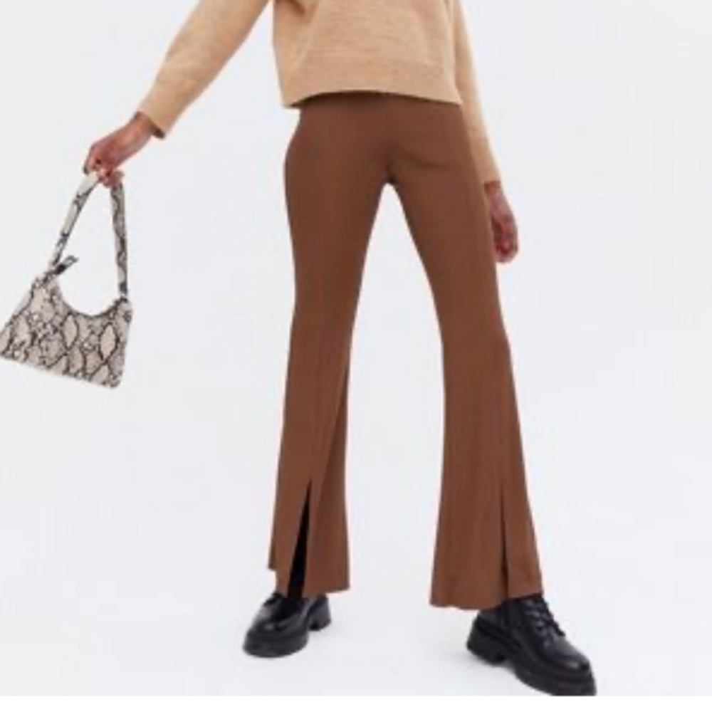Zara Flared Front Split Trousers Zara FLARE TROUSERS